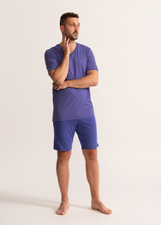 Barbati - Pijama barbati cu pantaloni scurti, Soft&Seven Sofiaman, Albastru
