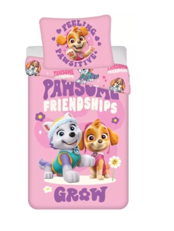 Lenjerii de o persoană - Set 2 piese lenjerie de pat, Husa pilota, 140x200 cm, husa perna, 70x90 cm, Multicolor, Paw Patrol