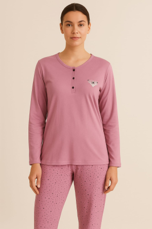 Pijamale - Pijama din bumbac, Batal, Mov 2XL-5XL