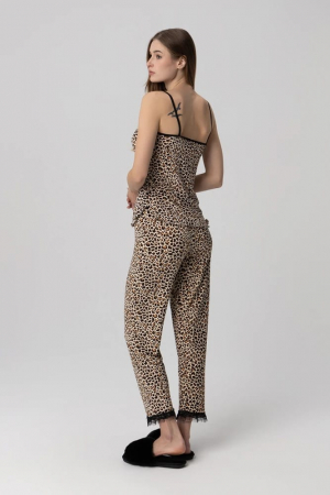 Set pijama dama compus din 3 piese, Animal Print cu Dantela [8]