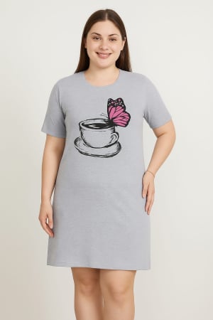 Camasi de noapte - Camasa de noapte cu maneca scurta, Gri