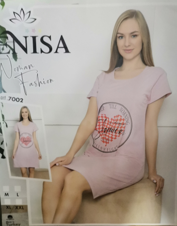 Femei - Cămașă de noapte din bumbac cu imprimeu inimi