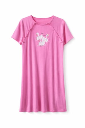 Articole gravide - Cămașă de noapte pentru alăptat, roz, cu nasturi laterali – confort matern