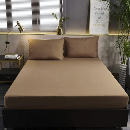 Cearceaf de pat cu elastic 160 x 200 cm, maro deschis [1]