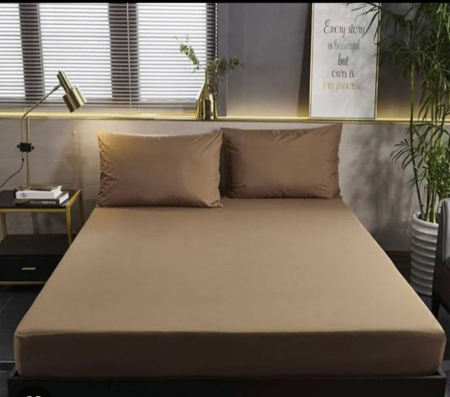 Cearceaf de pat cu elastic 160 x 200 cm, maro deschis [0]