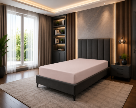 Cearceaf 100x200 - Cearceaf cu elastic din bumbac 100% – roz pudră– 100x200 cm