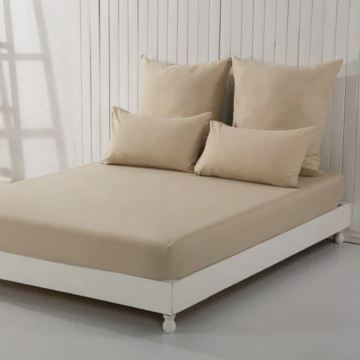 Articole de casa - Cearceaf de pat cu elastic 180x200 cm, bej