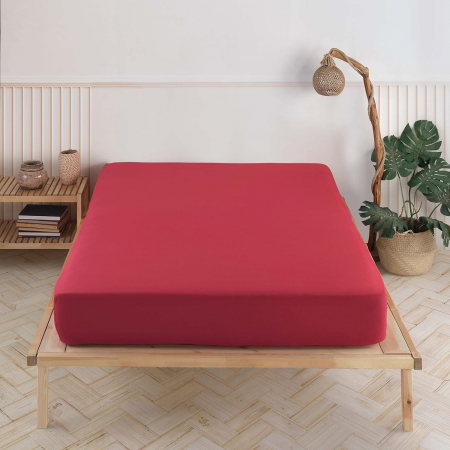 Cearceaf 160x200 - Cearceaf de pat cu elastic din Jersey 160 x 200 cm, rosu