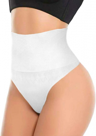 Chilot - Chilot tanga modelator cu talie inalta, alb