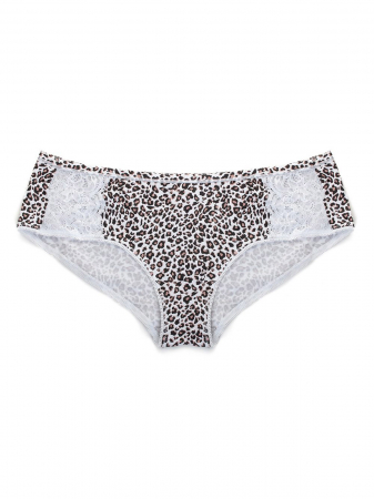 Chilot dama model Animal Print cu dantela, alb [1]