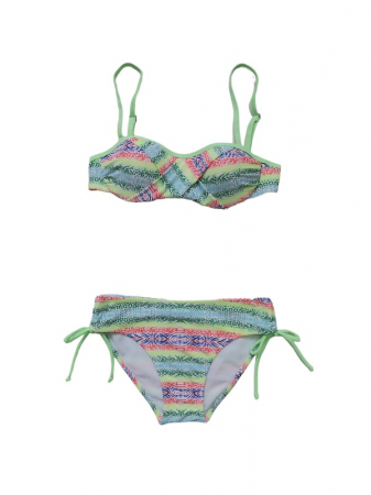Costum de baie verde deschis, sutien balconet cu cupe si slip cu snur reglabil [0]