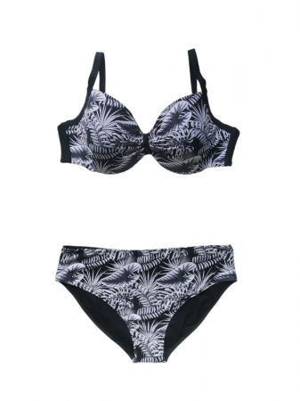 Costum de baie 2 piese, negru cu alb, marime mare [0]