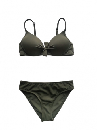 Costum de baie verde, sutien cu cupe, bretele reglabile si slip normal [0]