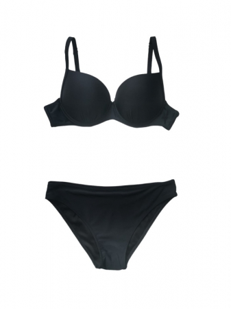 Costum de baie negru, sutien cu pus-up si bretele reglabile, slip clasic [0]
