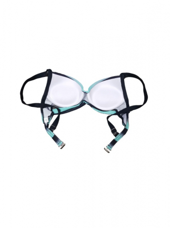 Costum de baie negru cu dungi, sutien cu dublu pus-up si bretele reglabile, slip clasic [2]