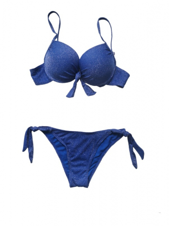 Costum de baie 2 piese albastru cu sclipici [0]
