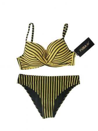 Costum de baie 2 piese galben cu negru [1]