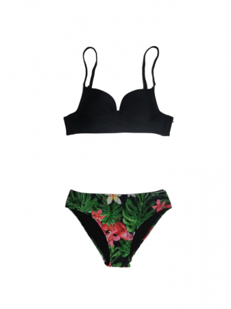 Costum de baie 3 piese, sutien cu push-up, slip normal cu talie inalta si pareo [1]