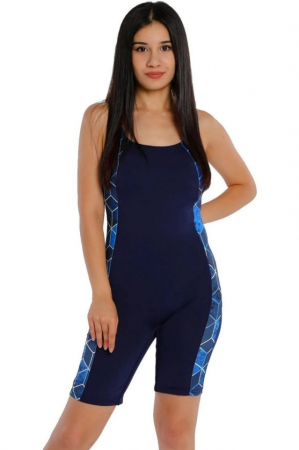 Costum de baie cu picior, Bleumarin cu Model [1]