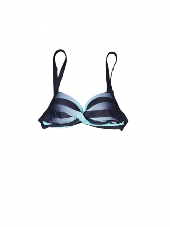 Costum de baie negru cu dungi, sutien cu dublu pus-up si bretele reglabile, slip clasic [1]