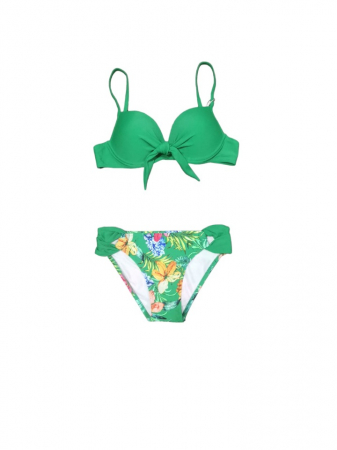 Costum de baie Verde, sutien cu pus-up, bretele fixe si reglabile, slip normal [0]