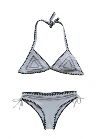Costume de baie - Costum de baie alb, sutien triunghi
