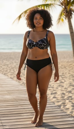Femei - Costum de baie damă, 2 piese, sutien fără burete cu armătură și slip clasic reglabil, negru cu imprimeu floral alb
