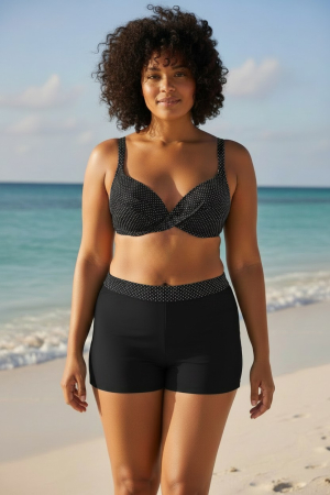 Costume de baie plus size - Costum de baie damă plus size negru 2 piese cu push-up și slip boxer