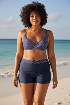 Femei - Costum de baie damă plus size bleumarin 2 piese cu push-up și slip boxer