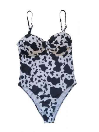 Femei - Costum de baie intreg alb cu negru