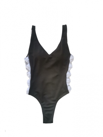 Femei - Costum de baie intreg verde cu fundițe