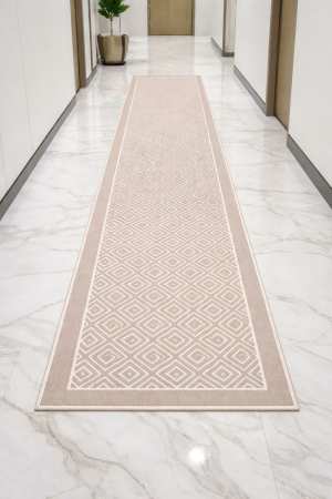 Covoare - Covor din bumbac, maro cu alb