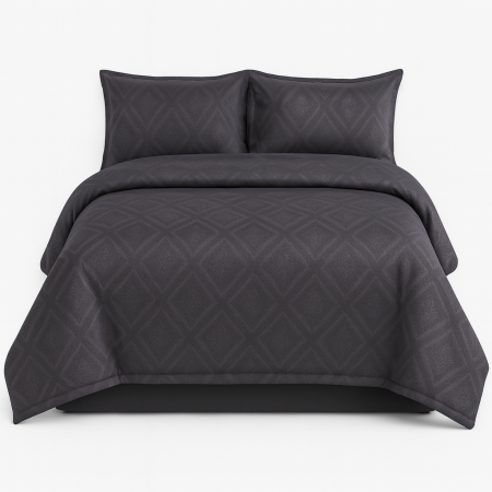 Cuverturi - Cuvertura pat uni + 2 fete perna, Gri, 240x260 cm