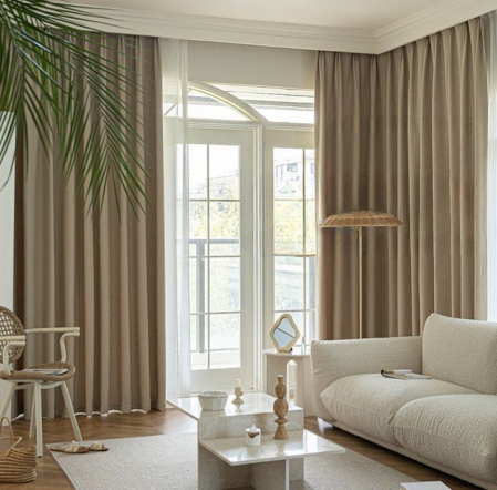 Articole de casa - Draperie bej, blackout 2 buc 150x250