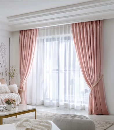 Articole de casa - Draperie roz pal, blackout 2 buc 150x250