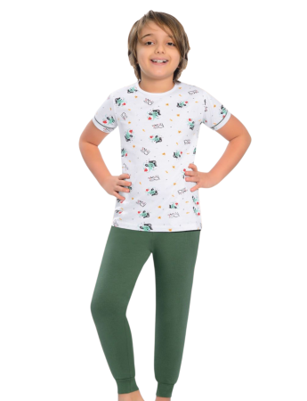 Copii - Pijama Copii din Bumbac 100% – Model Jucăuș cu Ilustrații Colorate