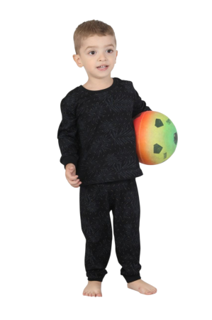 Copii - Pijama bebelusi, negru cu imprimeu