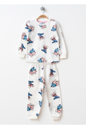 Copii - Pijama Copii Bumbac 100% cu Stitch – Set Bluza și Pantaloni, Alb