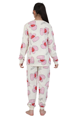 Pijama din Bumbac 100% cu Design Inimioare Colorate , 8-13 ani [1]