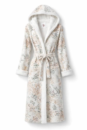 Halate - Halat de baie premium cu glugă, model floral elegant – material pufos și confort superior