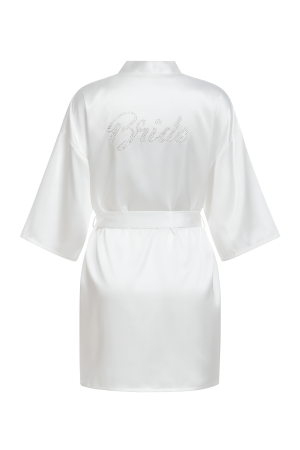Femei - Halat din satin, alb , bride