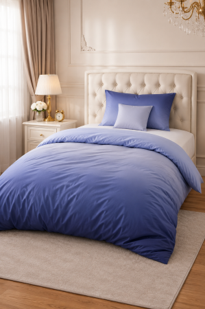 Lenjerie de pat 1 persoană 140x200 cm, model degradé Bleumarin, 3 piese, bumbac, elegantă și confortabilă [0]