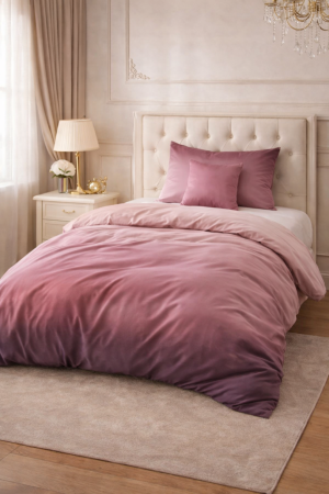 Lenjerii de pat - Lenjerie de pat 1 persoană 140x200 cm, model degradé roz, 3 piese, bumbac, elegantă și confortabilă
