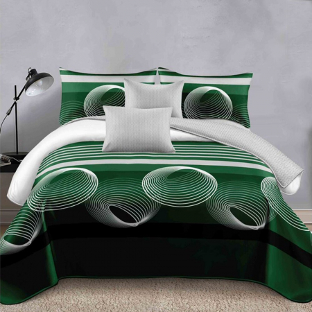 Lenjerie de pat 6 piese, bumbac, Verde, 3D [1]