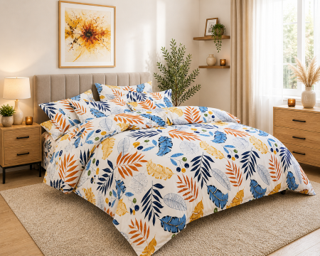 Lenjerie de pat bumbac 4 piese, 200x230, cu pilotă 180x230, 2 fețe pernă 50x70, set modern [0]