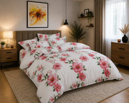 Lenjerie de pat bumbac 4 piese, 200x230, cu pilotă 180x230, 2 fețe pernă 50x70, set modern [0]