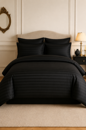 Lenjerii de pat doua persoane - Lenjerie de pat Damasc, doua persoane, 200X230 Negru