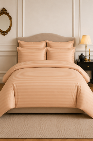 Lenjerii de pat - Lenjerie de Pat Premium Damasc, 200x230 cm, Eleganta si Rafinamnet, Bej