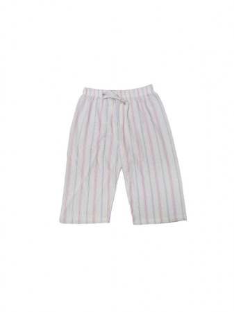 Femei - Pantalon de pijama 3/4 dama, din bumbac, alb cu dungi