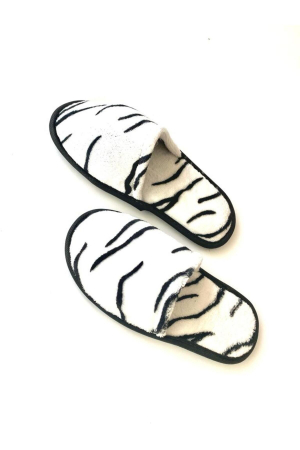 Papuci de casa dama, alb cu negru [1]
